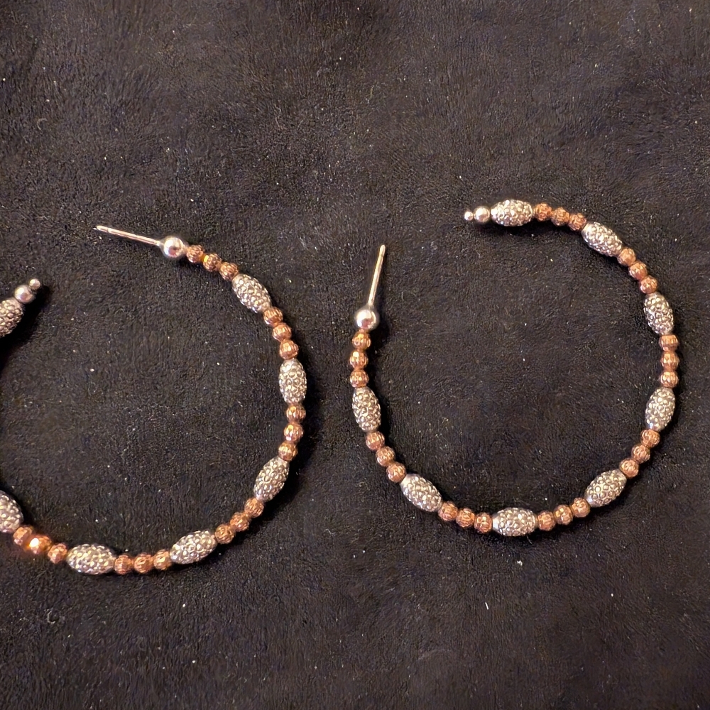 Silver Faceted Hoop earrings